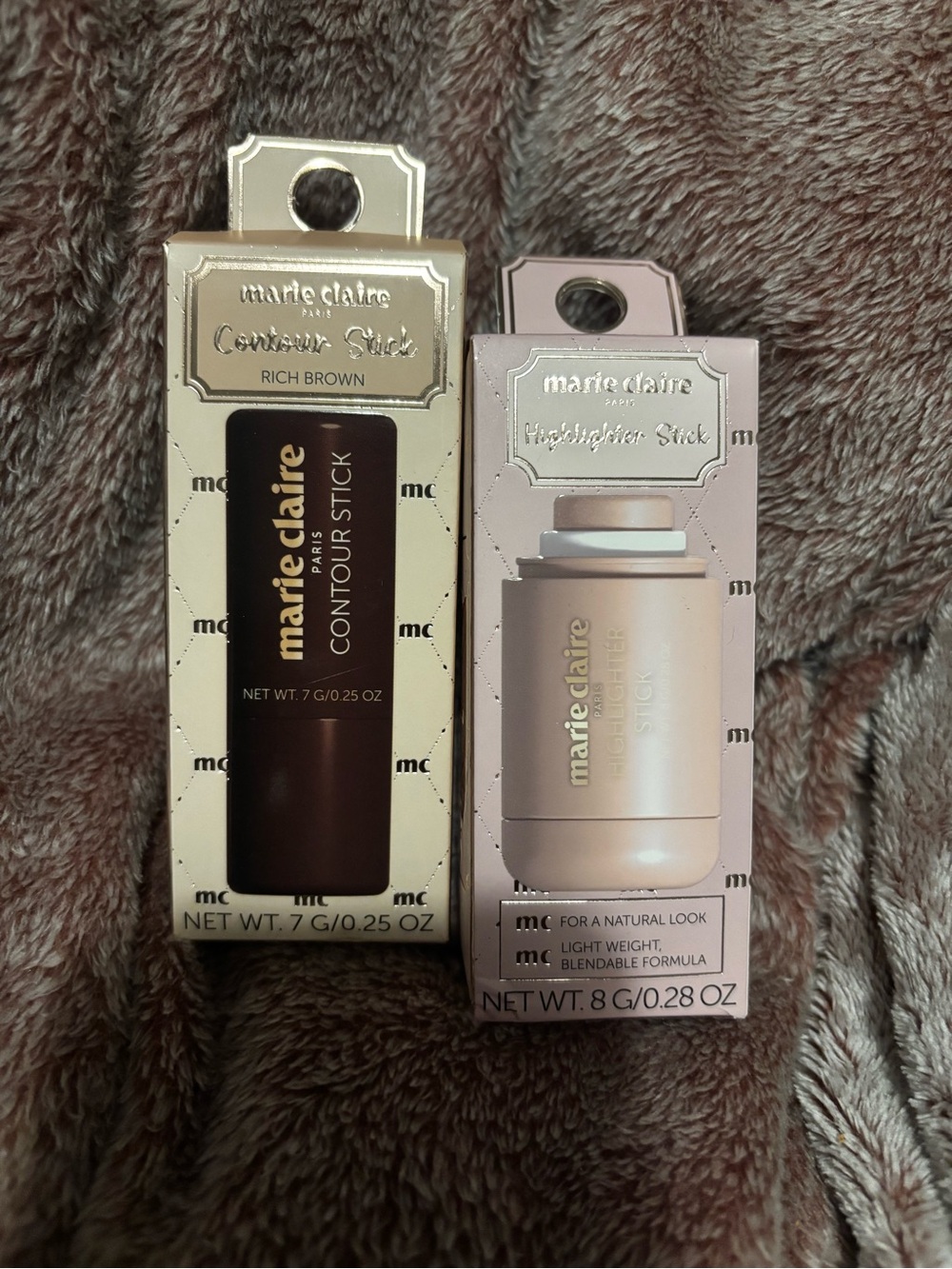 Women Makeup Contour & Highlighter Stick Set - Rich Brown & Champagne